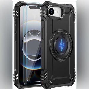 Rugged Black Phone Case with Screen Protector